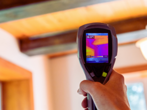 HVAC tech evaluating home with poor indoor air quality