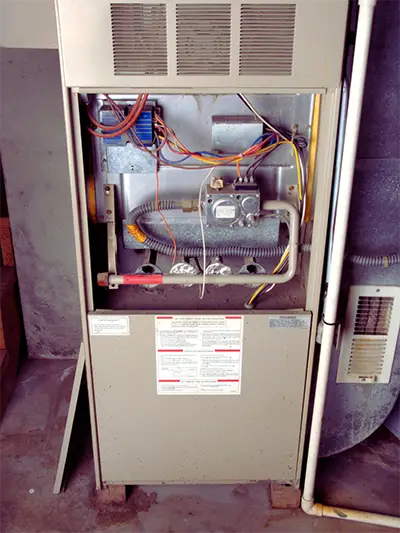 Inside of a furnace with the cover removed in an Orlando FL home