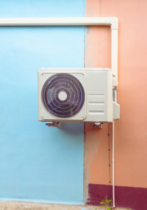 Heat pump with condensate line